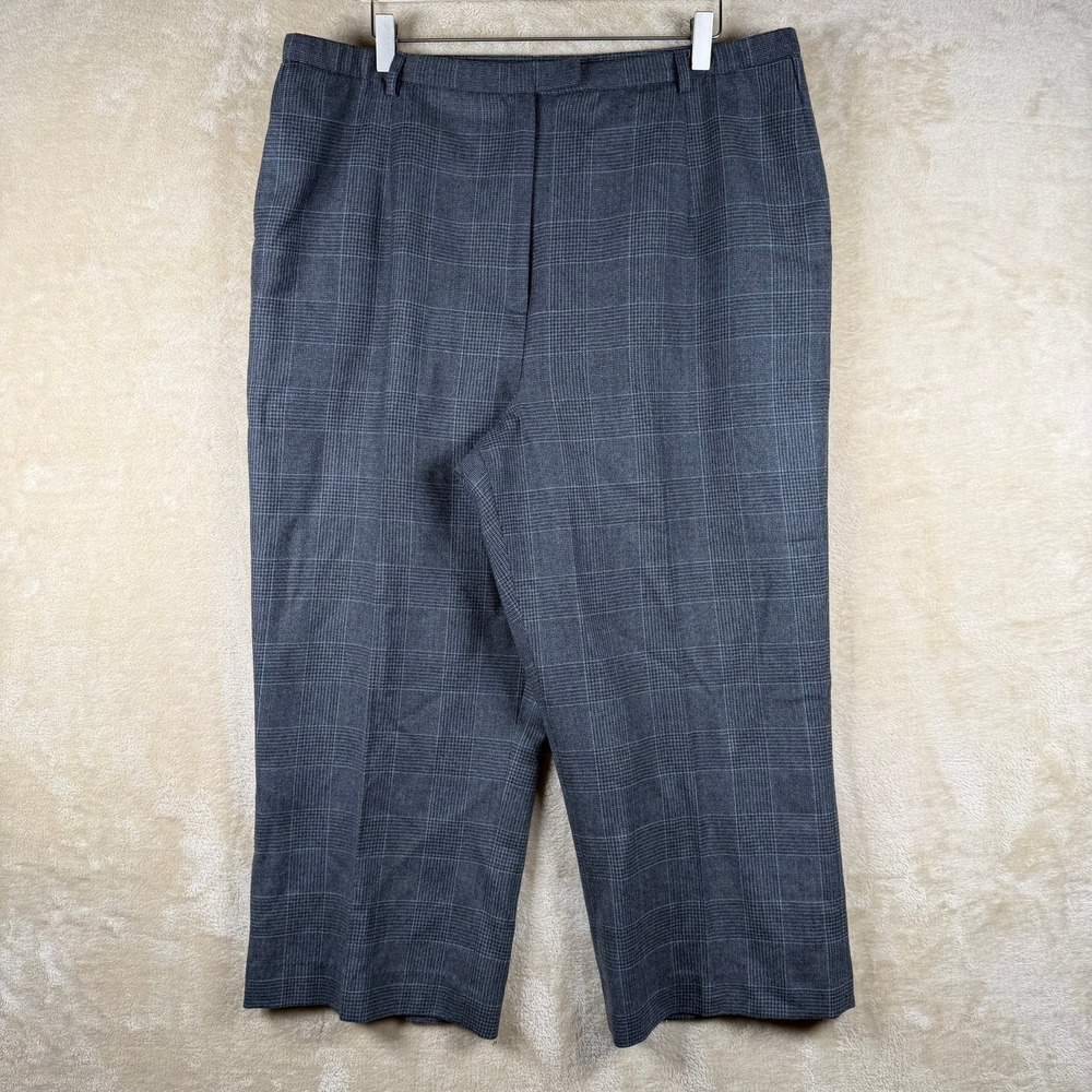 Pendleton Plus Womens 18W Grey Glen Plaid 100% Wool‎ Dress Pants Dark Academia